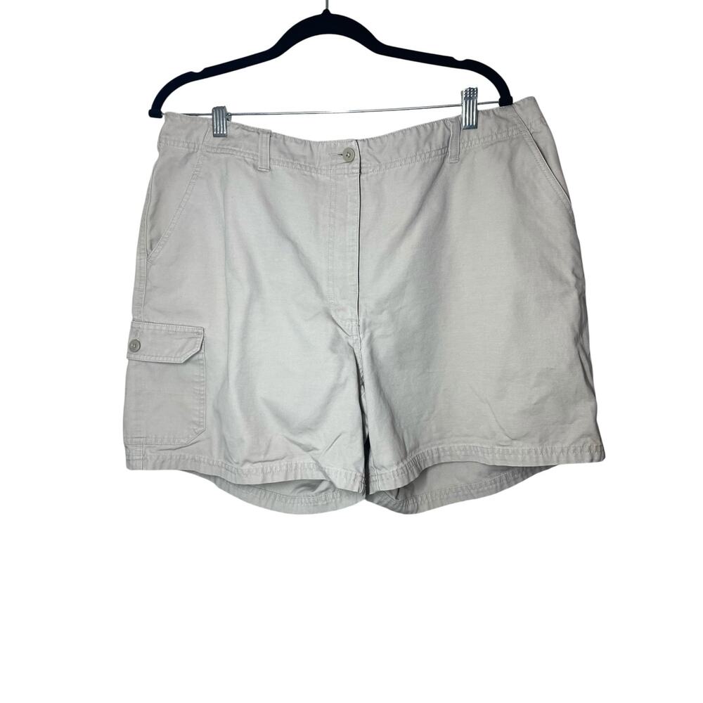 Eddie Bauer Womens Khaki Shorts Size 18 Cargo Cotton Tan 6" inseam